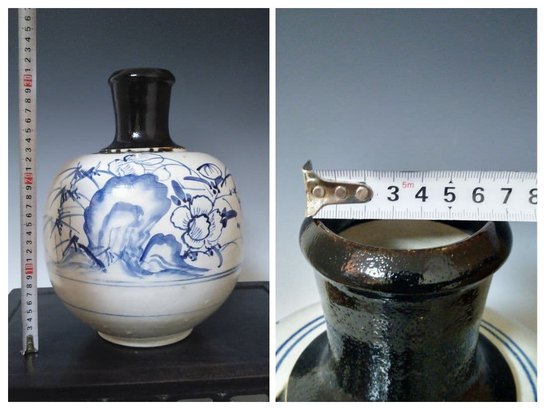 NO677 大堀相馬焼　染付徳利　古相馬　幕末～明治