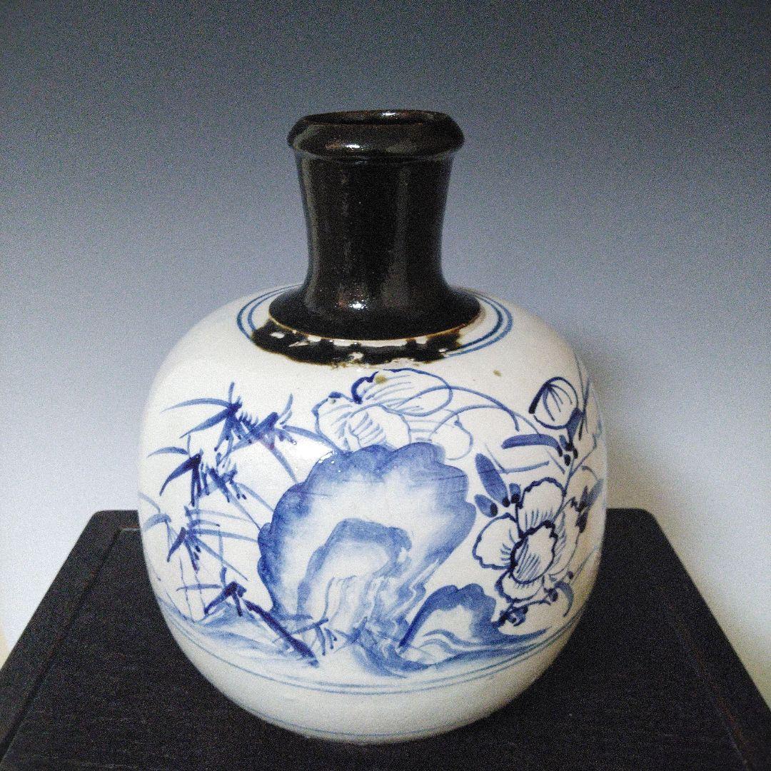 NO677 大堀相馬焼　染付徳利　古相馬　幕末～明治