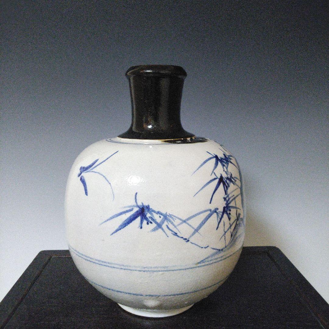 NO677 大堀相馬焼　染付徳利　古相馬　幕末～明治