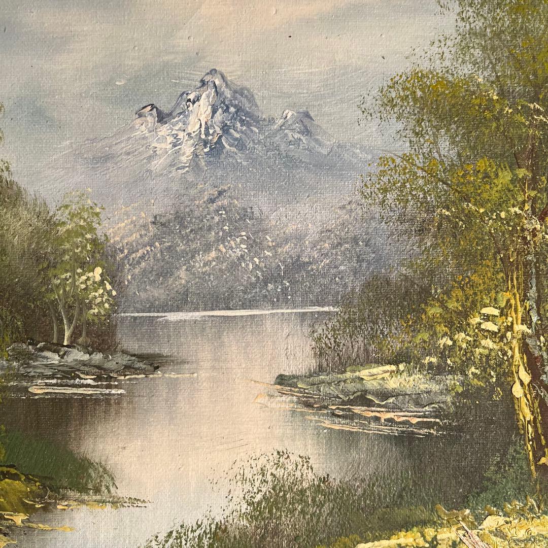 手書き油絵 静かな山河 絵画 インテリア 油彩画