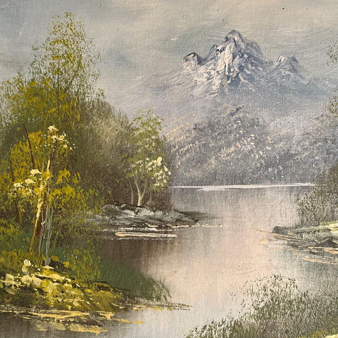 手書き油絵 静かな山河 絵画 インテリア 油彩画