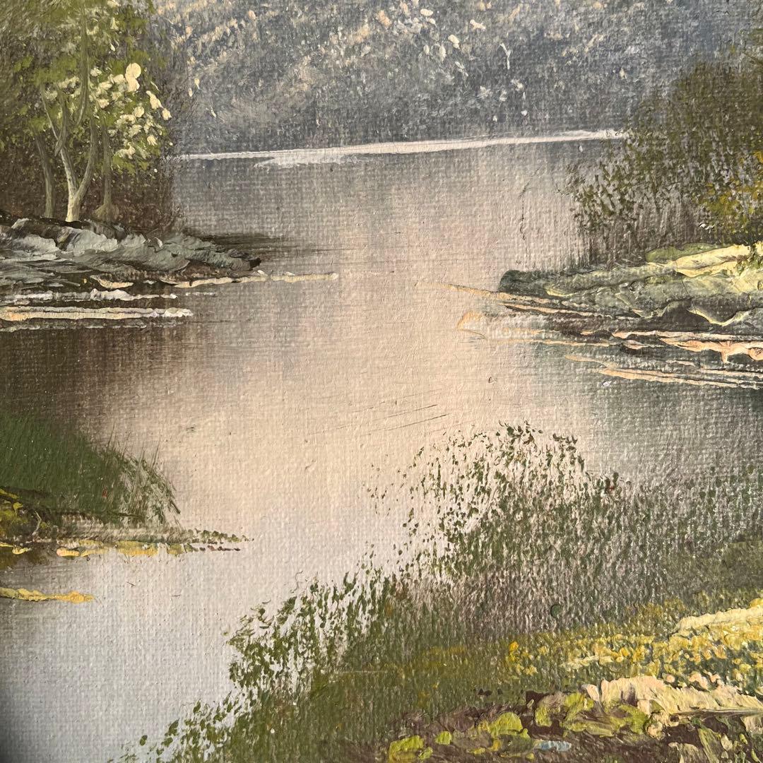 手書き油絵 静かな山河 絵画 インテリア 油彩画