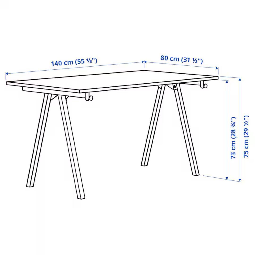 【IKEA】TROTTEN トロッテン デスク, ホワイト, 140x80 cm