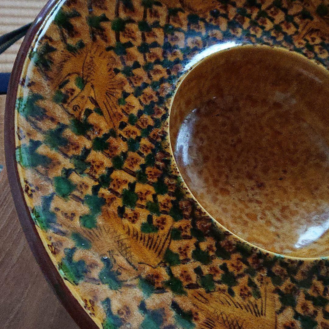 九谷焼 九谷手釉彩 卓上飾 深香窯 浅蔵五十吉造 共箱入　金継ぎ有り