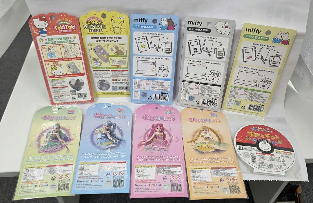韓国シールまとめ売り3Dシール10枚ポケモンティニピンキティミッフィーポンドロ