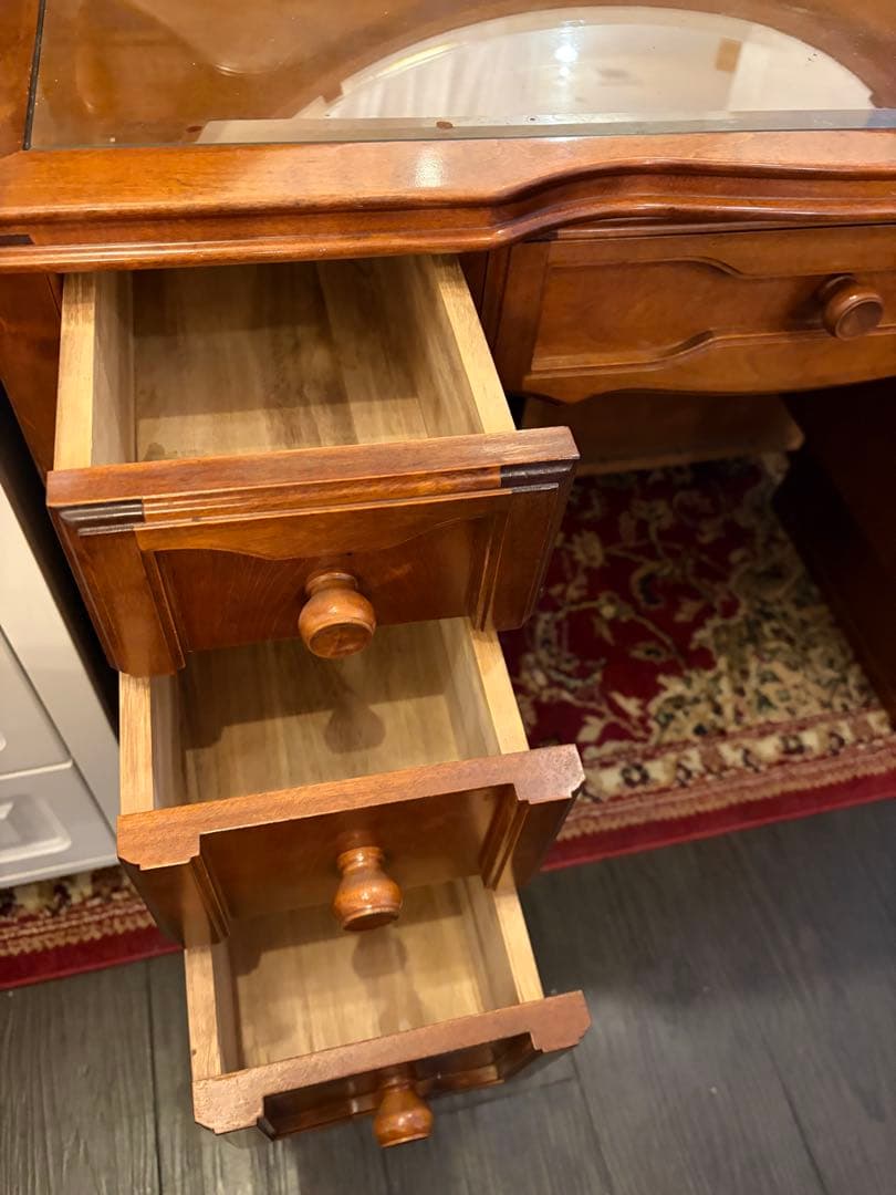 アメリカンヴィンテージ ドレッサー 円鏡 バニティデスク 無垢材 アンティーク調