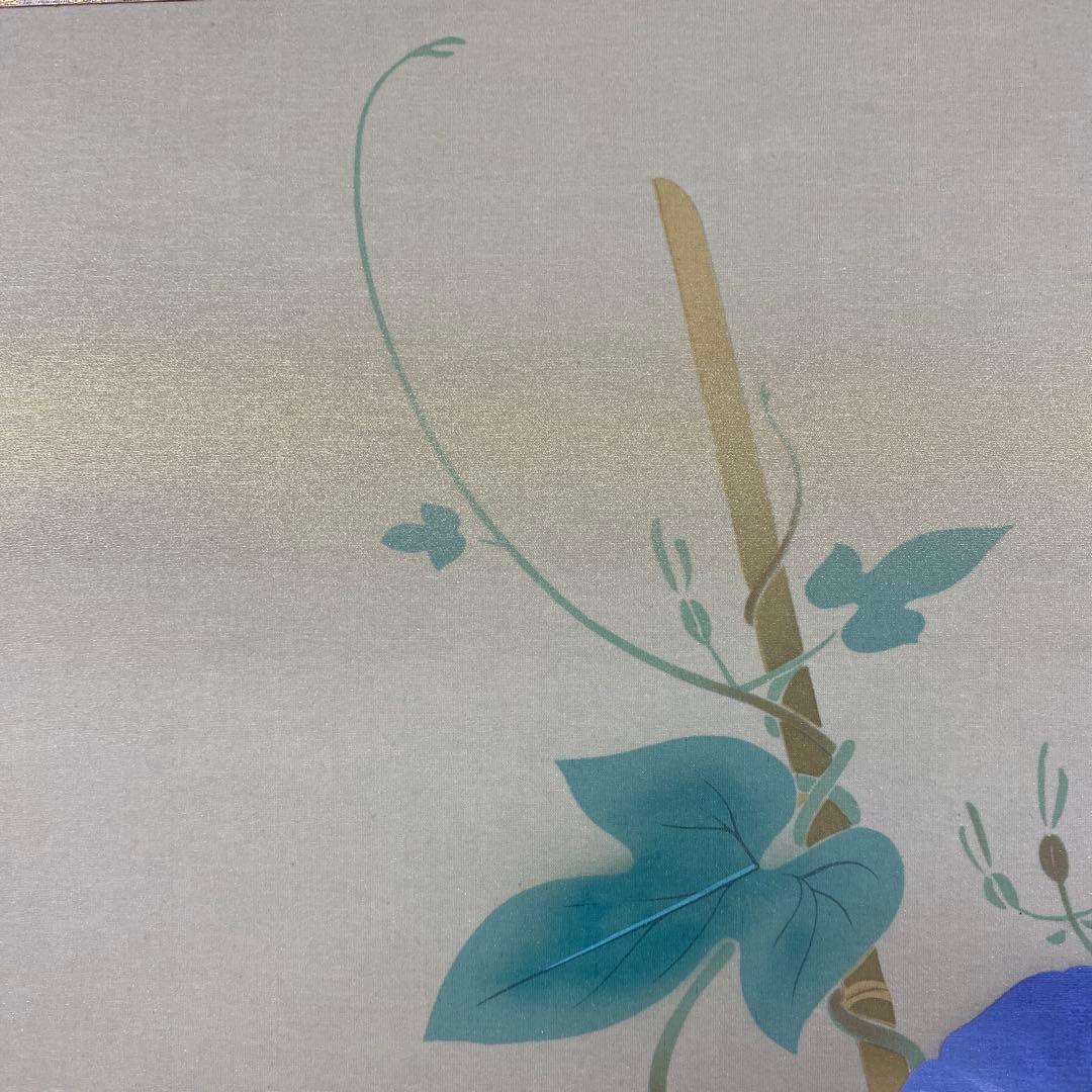 美品 掛け軸 松村朱夏作 朝顔図 共箱 花鳥 美術年鑑掲載 あさがお