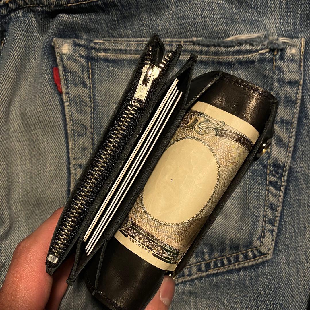 お札が折れない！ミドルトラッカーウォレット クロスボールコンチョ シルバー925