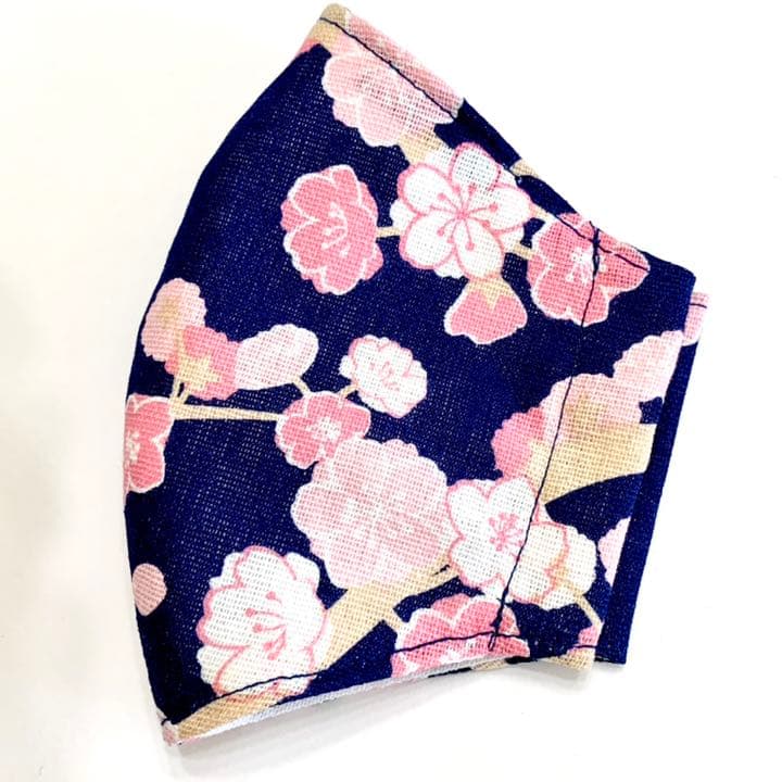 No.129 オーダーマスク　ハンドメイド　ネイビー　和柄　紺　おまとめ割