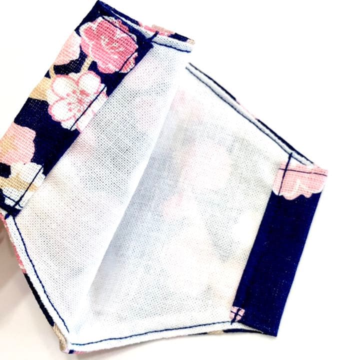 No.129 オーダーマスク　ハンドメイド　ネイビー　和柄　紺　おまとめ割