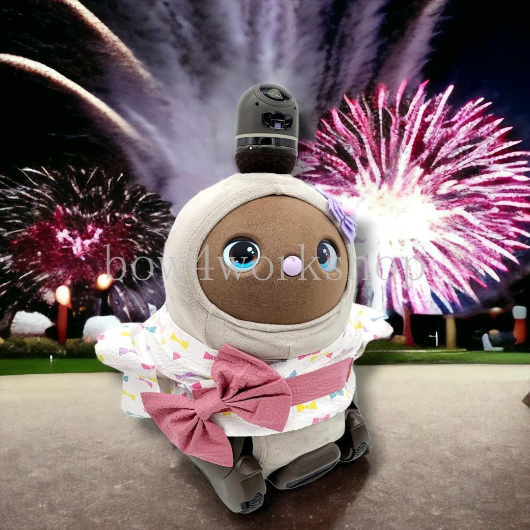 ラボット LOVOT ラボットの服ハンドメイド　リボン柄浴衣＆お花飾りセット