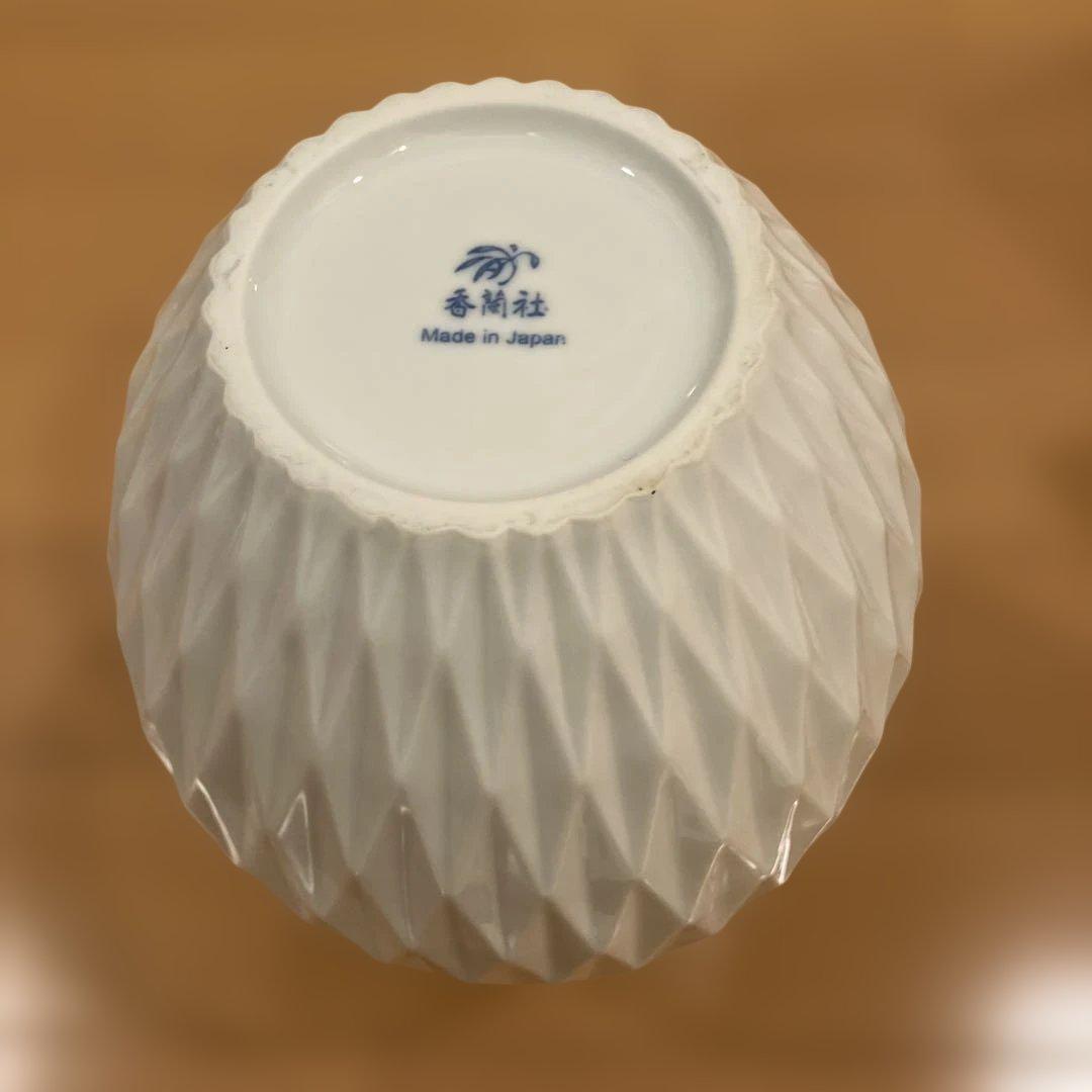 香蘭社　白磁ダイヤ　花瓶　陶磁器 299-NSR