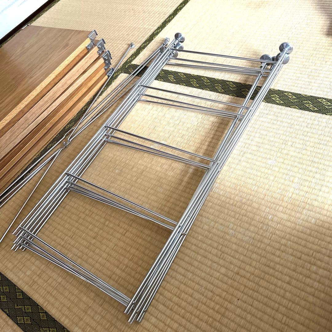 無印良品 ステンレスユニットシェルフ オーク材棚 ワイド 小 2台セット