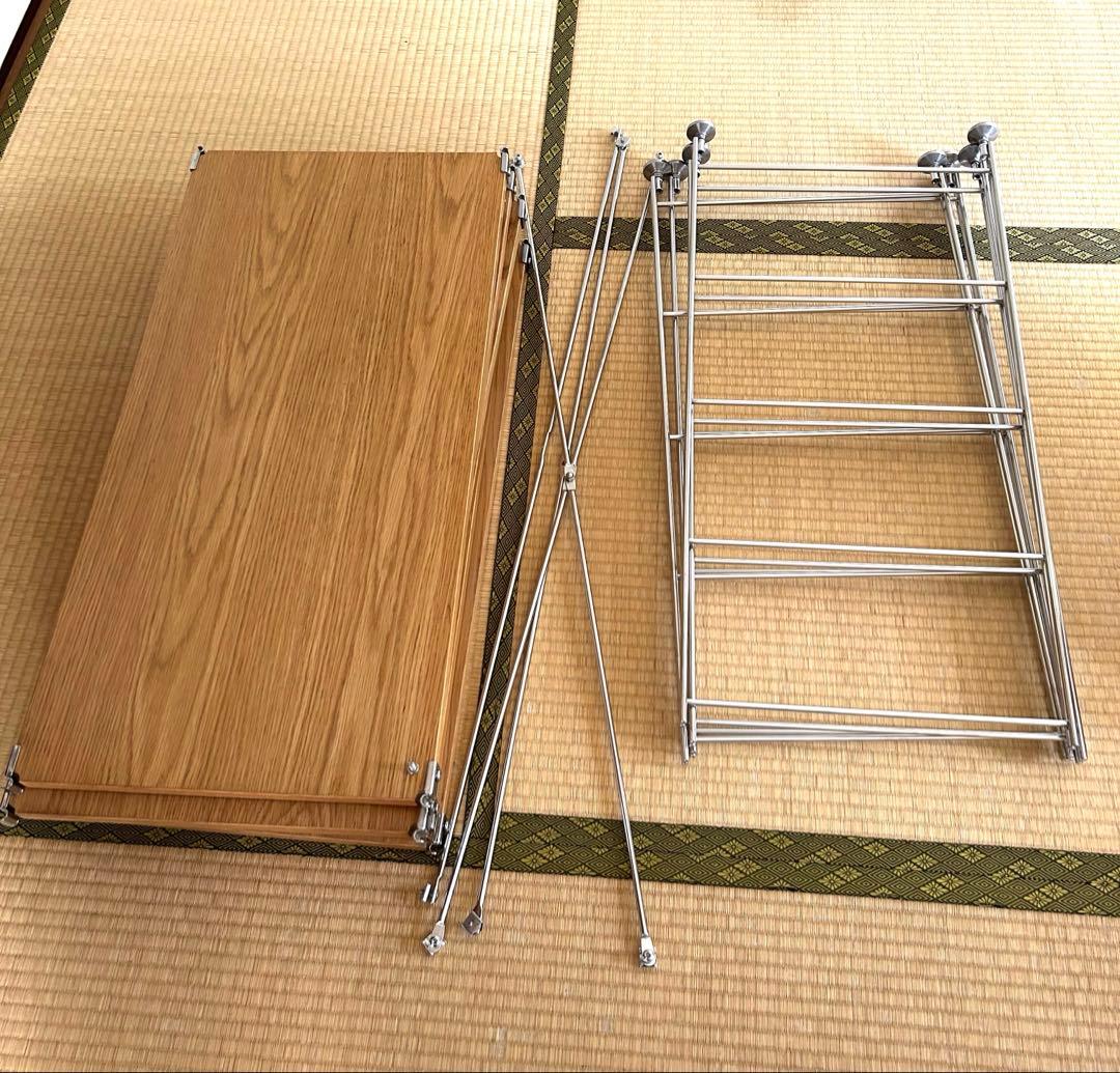 無印良品 ステンレスユニットシェルフ オーク材棚 ワイド 小 2台セット