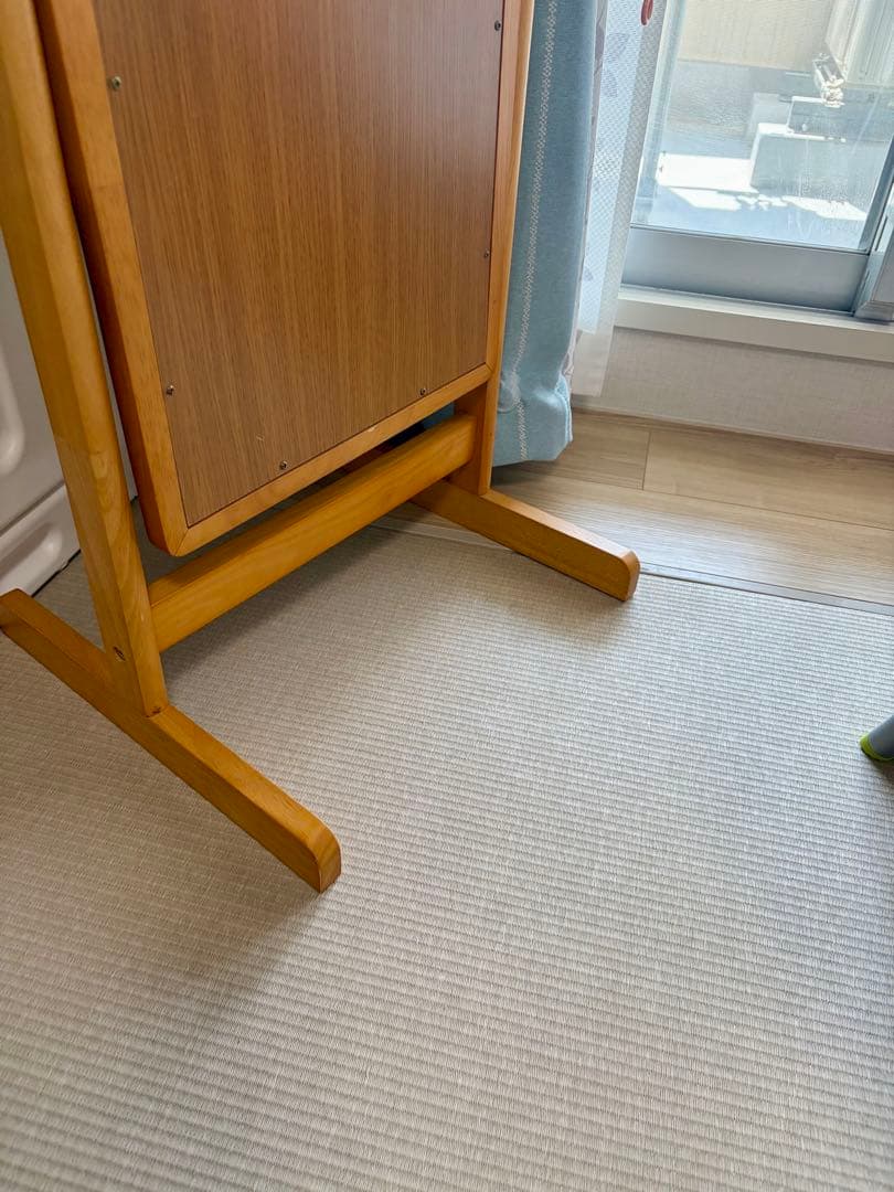 弘益　木製スタンドミラー 天然木フレーム 全身鏡 姿見　キャスター無し