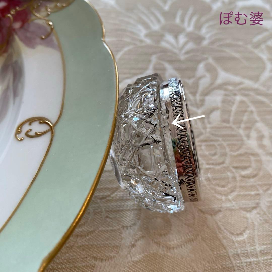 【フランス製】純銀 クリスタル／ソルトセラー 調味料入れ 箱入４個セット／バカラ