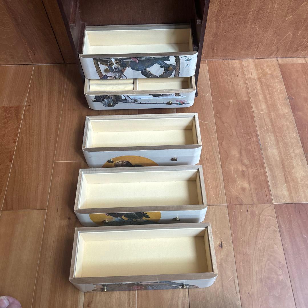 SANKYOオルゴール付きアンティーク調アクセサリーボックスジュエリーボックス