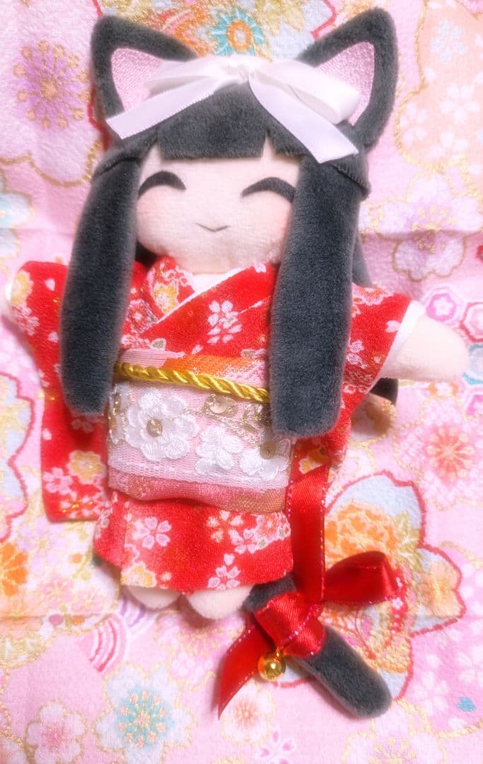 【✧完成✧】着せ替えOK　座敷わらし　女の子　縁起物　ちりめん　ピンク