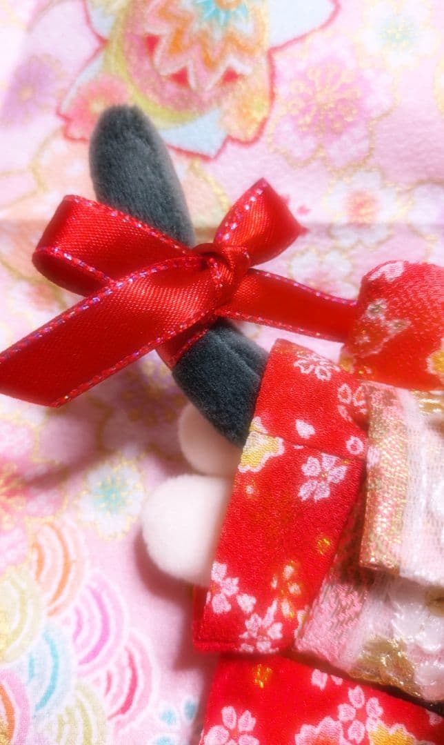 【✧完成✧】着せ替えOK　座敷わらし　女の子　縁起物　ちりめん　ピンク