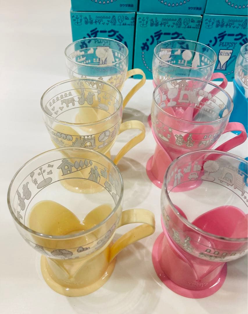 【新品】昭和レトロポップ　グラス　コップ　プラッシー　サンデーグラス　9個セット