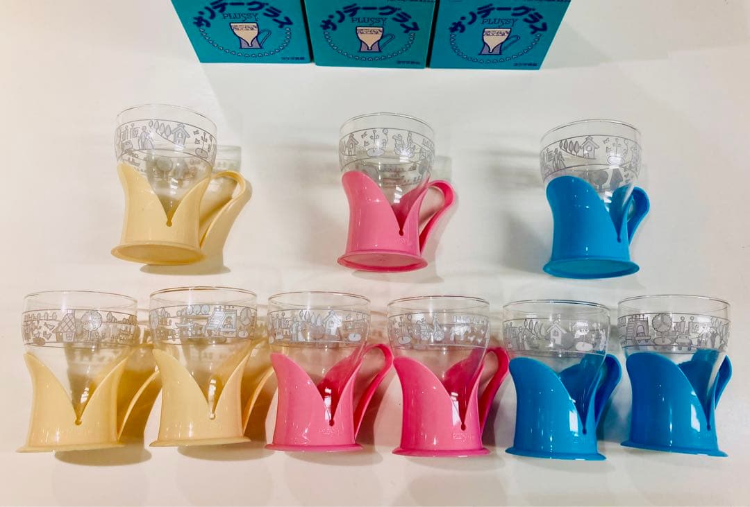 【新品】昭和レトロポップ　グラス　コップ　プラッシー　サンデーグラス　9個セット
