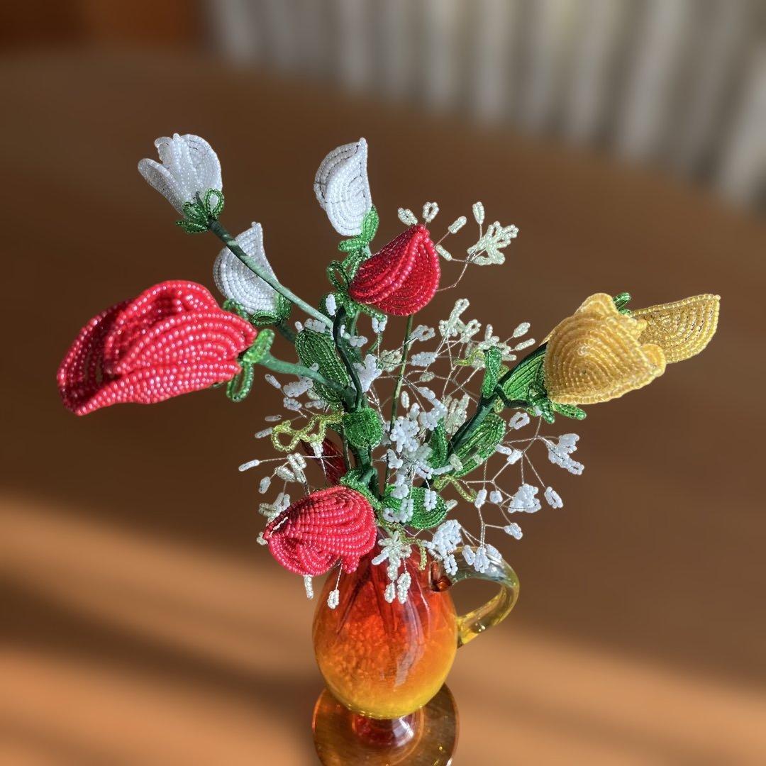 ビーズフラワー　スィートピー　カスミソウ　(花束のみ)