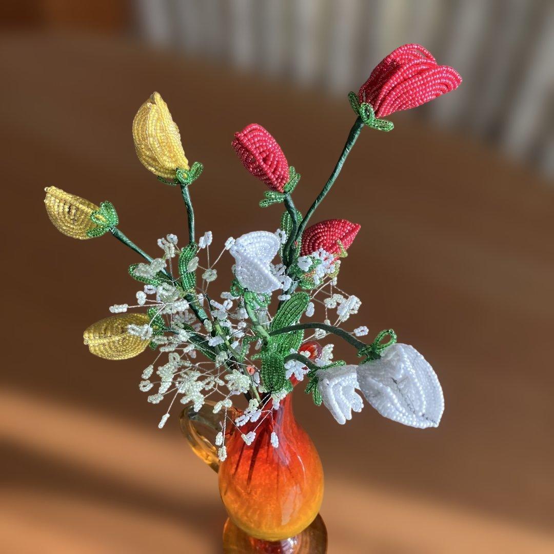 ビーズフラワー　スィートピー　カスミソウ　(花束のみ)