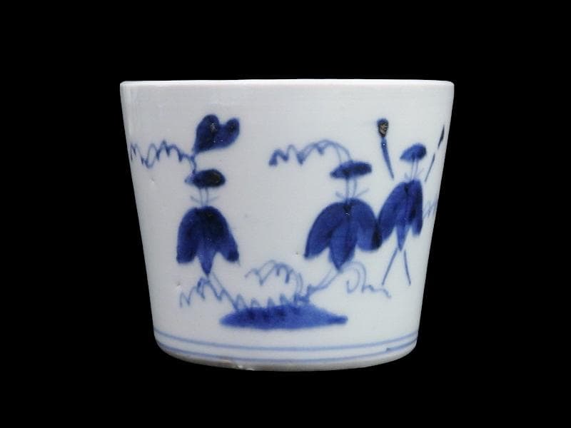 古伊万里　染付　朝顔の図　蕎麦猪口　C615AS-CXh