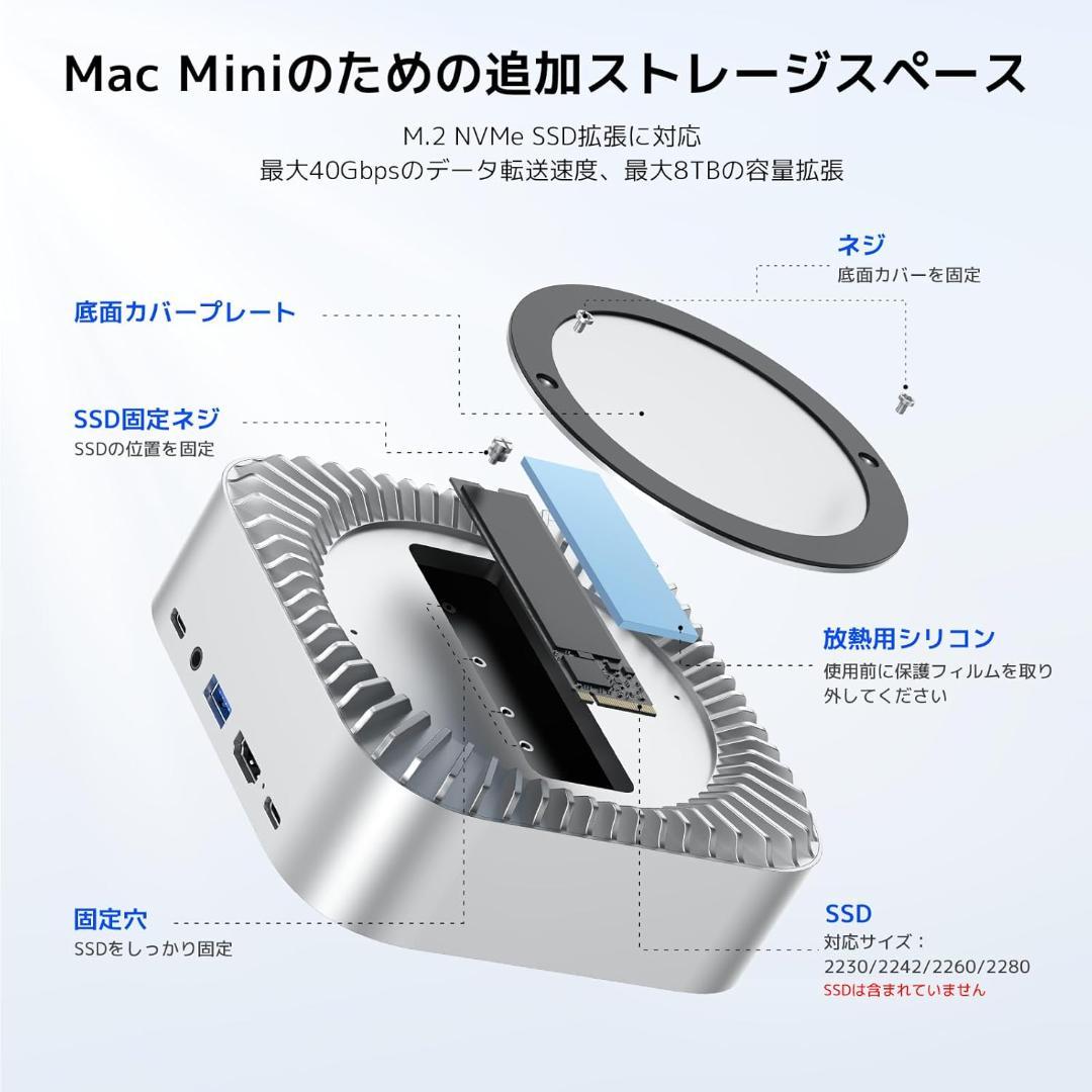 Mac Mini M4 対応ハブ 高精細UI RayCue USB-Cハブ 10
