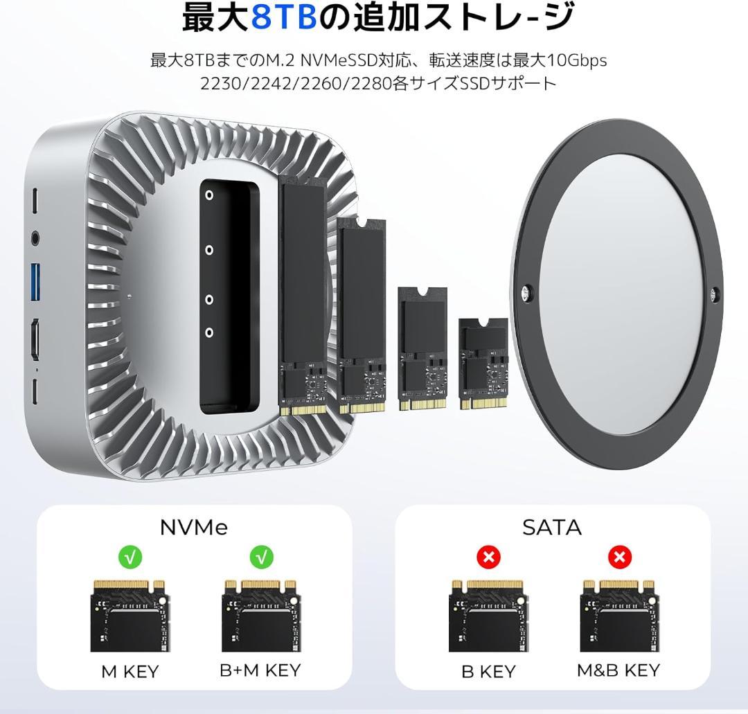 Mac Mini M4 対応ハブ 高精細UI RayCue USB-Cハブ 10