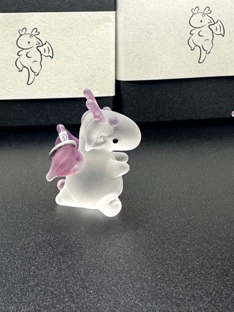 新同/ココロイロ プチドラゴン 少し濃いピンク①箱付 ネックレスにも♪ガラス置物