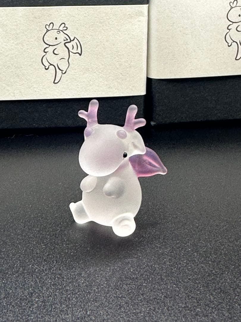 新同/ココロイロ プチドラゴン 少し濃いピンク①箱付 ネックレスにも♪ガラス置物