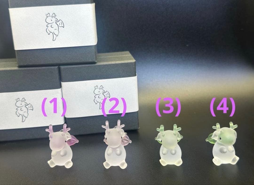 新同/ココロイロ プチドラゴン 少し濃いピンク①箱付 ネックレスにも♪ガラス置物