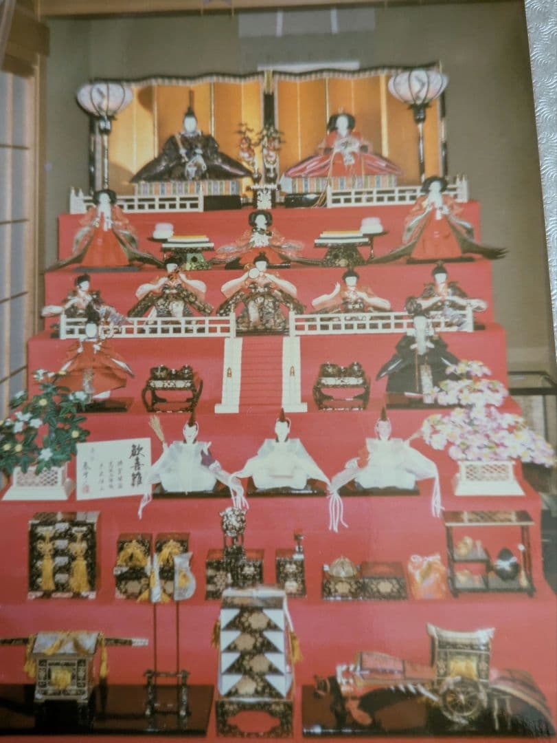 【shinsuke】お雛様七段飾り　人形15体+雪洞　桐箱入り　ビンテージ