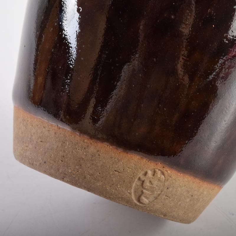 茶道具　膳所焼　陽炎園造　淡海ぜぜ　茶入　仕覆付　共箱　V　7139