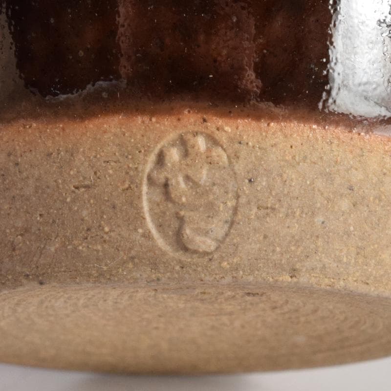 茶道具　膳所焼　陽炎園造　淡海ぜぜ　茶入　仕覆付　共箱　V　7139