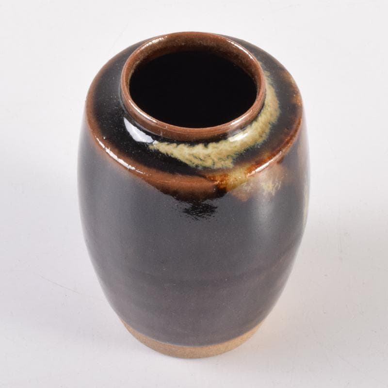 茶道具　膳所焼　陽炎園造　淡海ぜぜ　茶入　仕覆付　共箱　V　7139