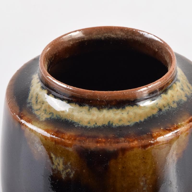 茶道具　膳所焼　陽炎園造　淡海ぜぜ　茶入　仕覆付　共箱　V　7139