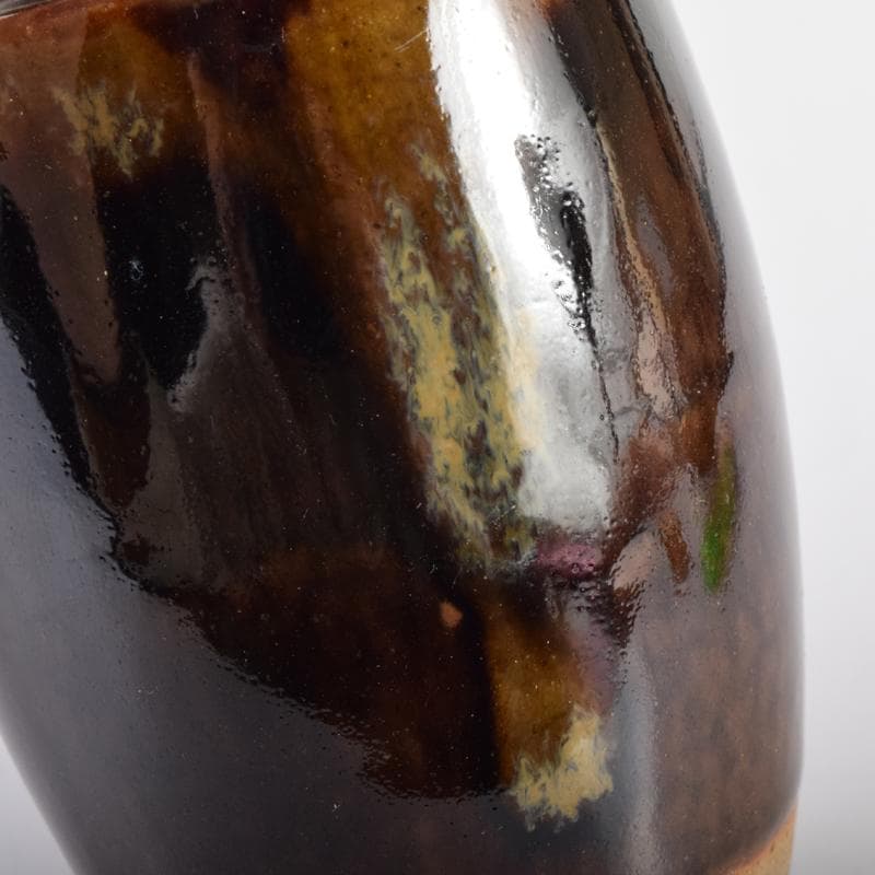 茶道具　膳所焼　陽炎園造　淡海ぜぜ　茶入　仕覆付　共箱　V　7139