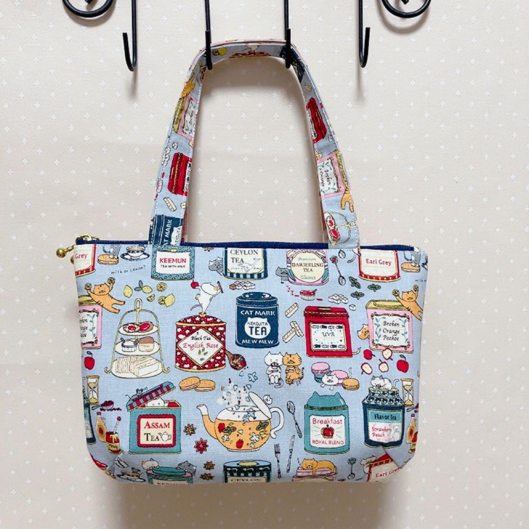 むっくみん。 双子ポーチ 巾着トートバッグ ねこ生地 パッチワーク