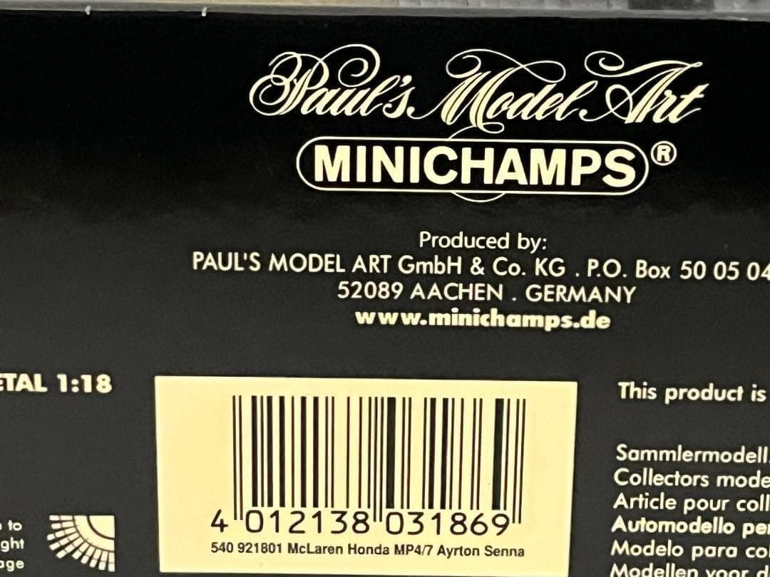 ミニチャンプス 1/18 McLaren Honda MP4/7 A.セナ 難有