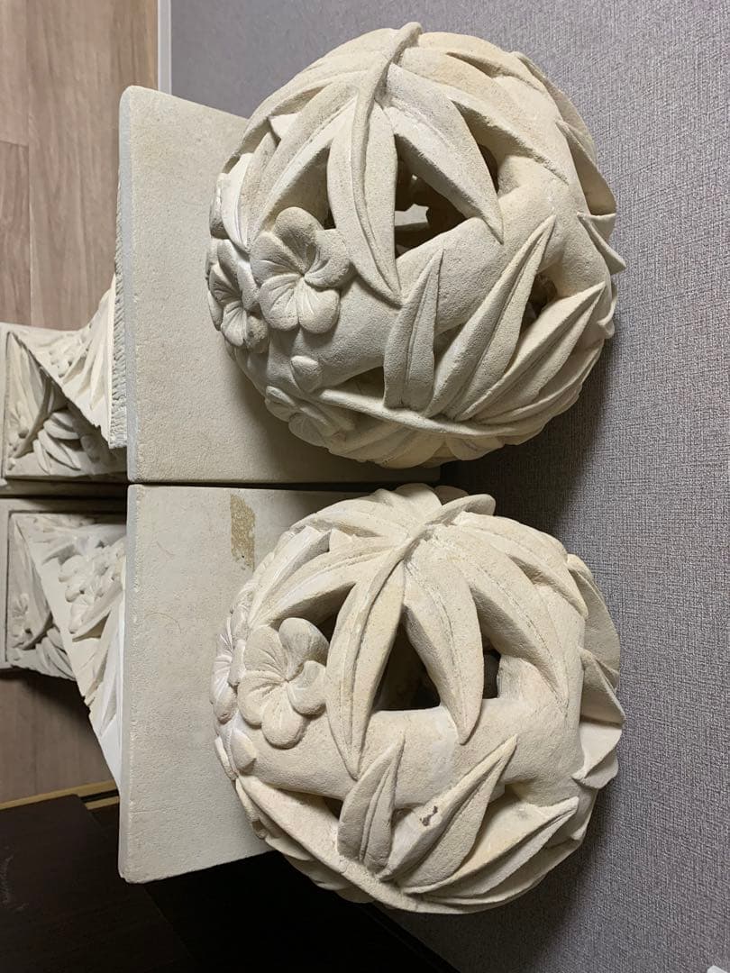 石彫刻　装飾台座　パラスストーン　アジアン　バリ風　オブジェ　パラス石