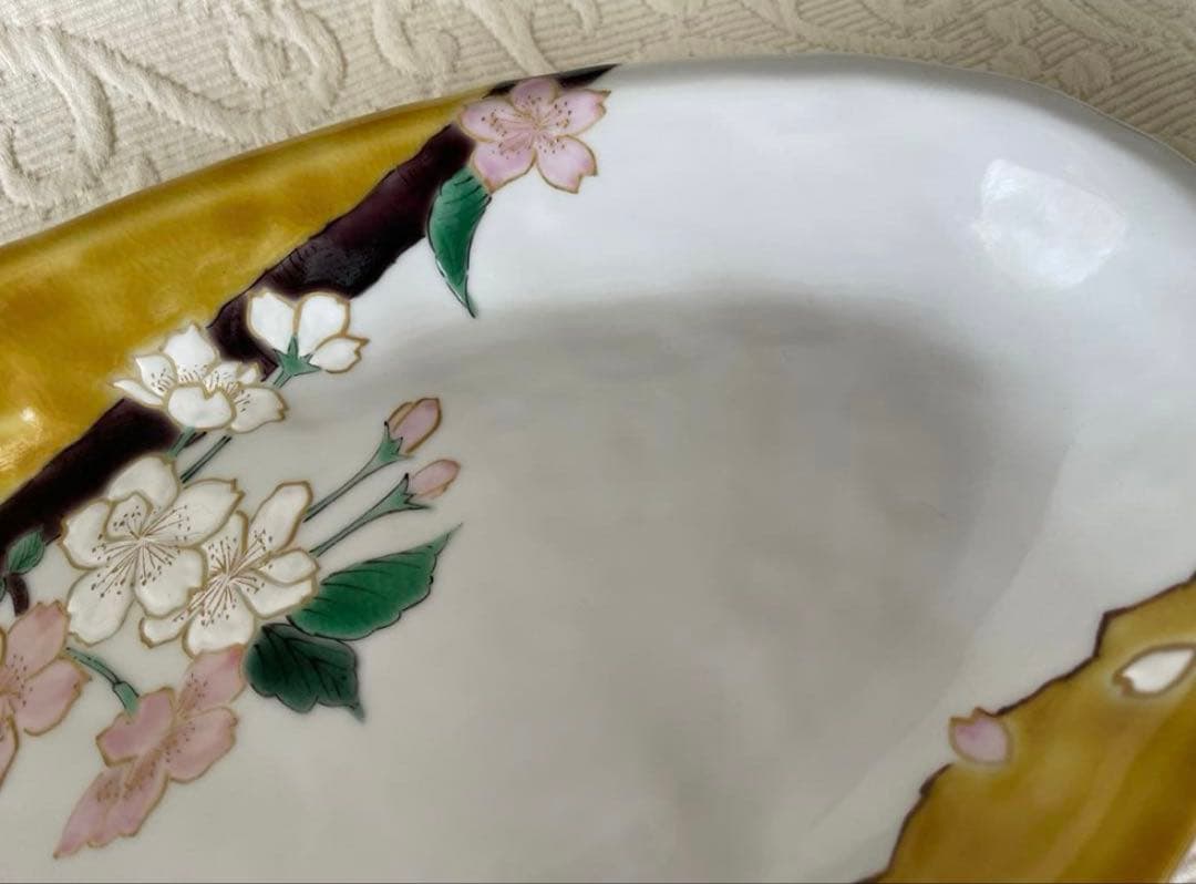 宮本晄さん　九谷焼　11号　大皿　オーバル　春待ち