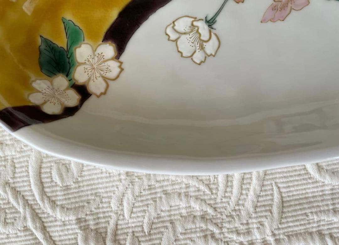 宮本晄さん　九谷焼　11号　大皿　オーバル　春待ち