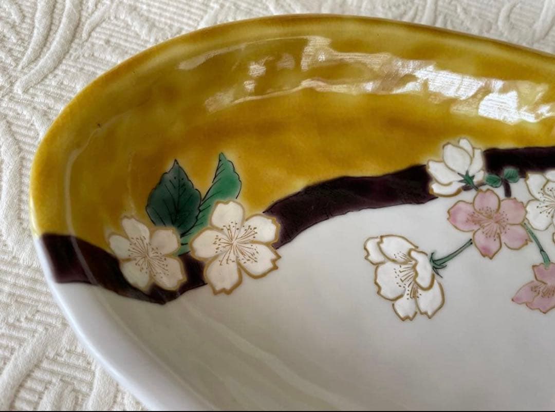 宮本晄さん　九谷焼　11号　大皿　オーバル　春待ち