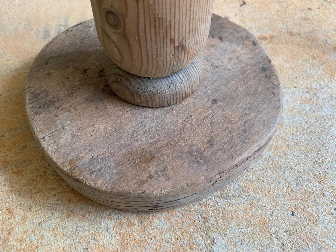 フランス アンティーク　パイン材 木製・真鍮 フロアランプ ブロカント