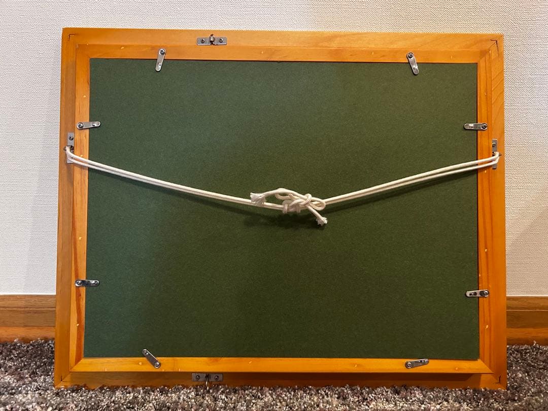 日本画 白い花 木製フレーム付き　【作者不明】