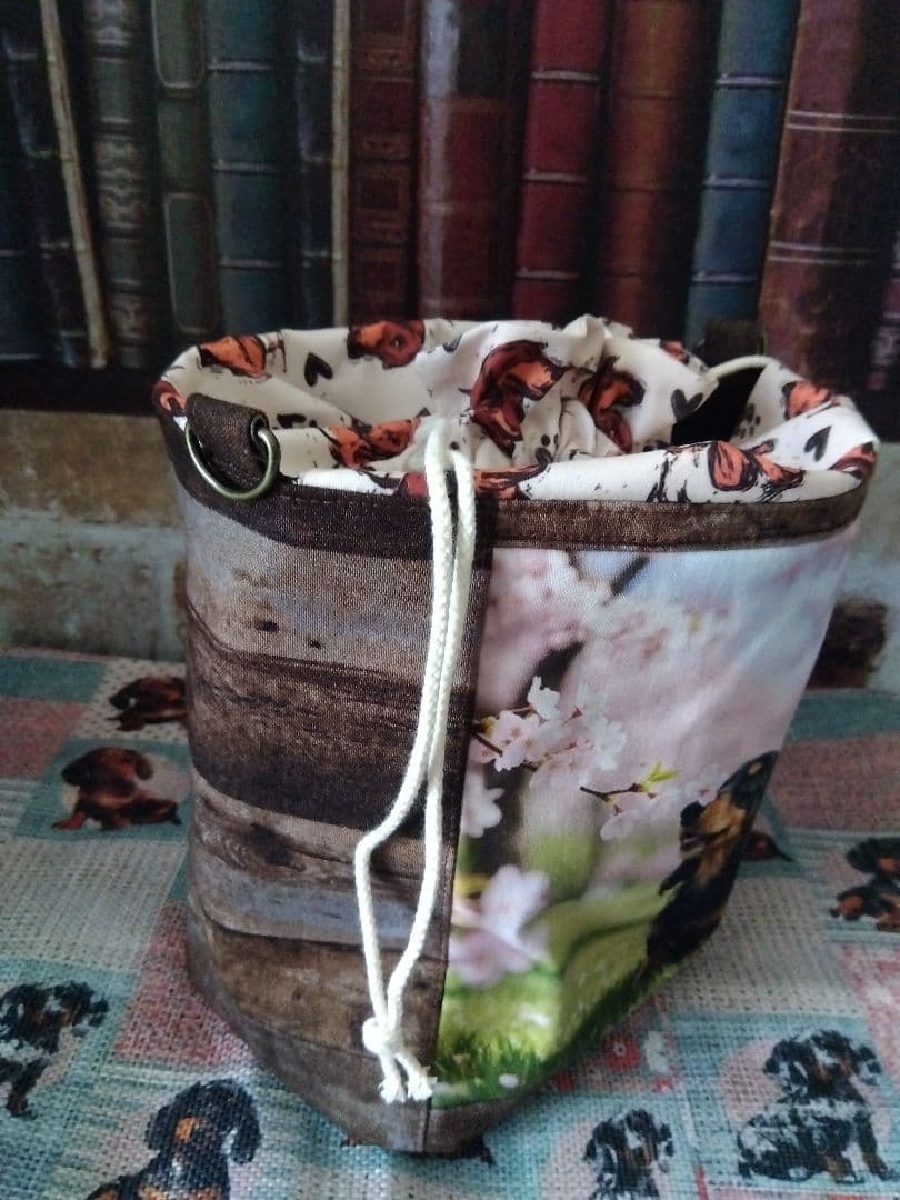 犬イラスト小物入れ 巾着