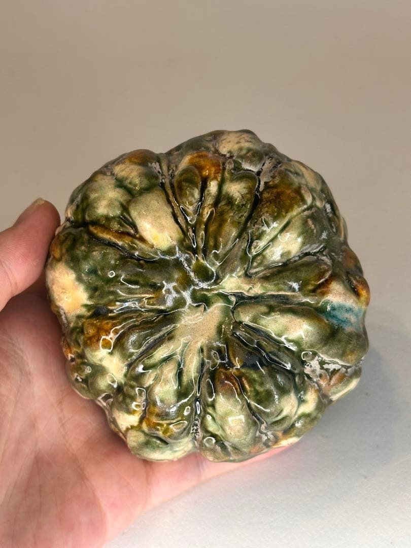 中国古董 唐三彩 陶器 南瓜かぼちゃ形置物 彩陶 唐代 工芸品 コレクション