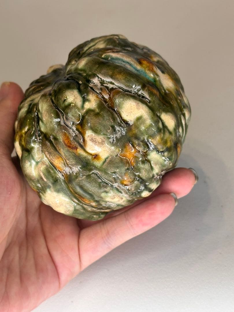 中国古董 唐三彩 陶器 南瓜かぼちゃ形置物 彩陶 唐代 工芸品 コレクション